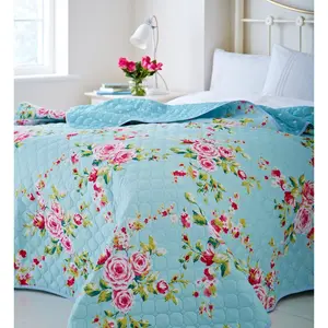 Canterbury Floral Reversible Double Duvet Cover Set with Pillowcases with Pillowcases Duck Egg / King Duvet Cover + 2 Standard Pillowcases