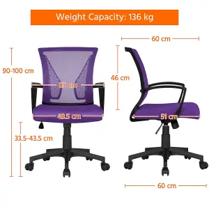 Yaheetech Mid-back Mesh Office Chair Computer Chair - Purple