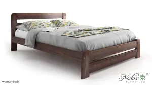 Nodax SUPER KING Bed Frame, 6', 180x200cm, F1, Solid Pine Wood, Easy Assembly, Sturdy Slats & Extra Support Legs, , WALNUT finish