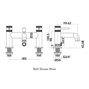 Brushed Brass Bath Shower Mixer Tap Premium Brassware Diamond Cut Handles