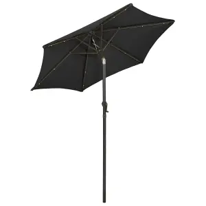 Berkfield Parasol with LED Lights Black 200x211 cm Aluminium