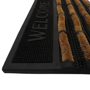 JVL Nimbus Rubber Coir Scraper Tuffscrape Doormat, 40x60cm, Welcome