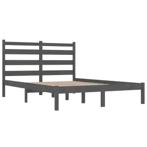 Berkfield Bed Frame Grey Solid Wood Pine 135x190 cm 4FT6 Double