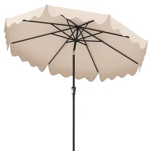 Costway 9 FT Patio Umbrella Outdoor Heavy-Duty 2-Tier Market Table Umbrella