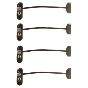 UAP Window Restrictor with Key - Window Safety Locks - 20cm Cable - All Types of Windows - 4 Locks - Brown