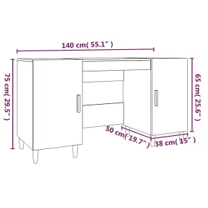 Berkfield Desk Black 140x50x75 cm Engineered Wood