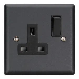 Varilight 1-Gang 13A Double Pole Switched Socket Matt Black