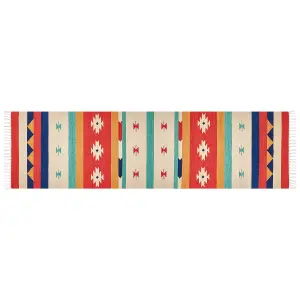 Cotton Kilim Runner Rug 80 x 300 cm Multicolour MARGARA