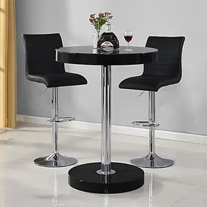 Furniture In Fashion Havana Bar Table In Black With 2 Ripple Black Bar Stools