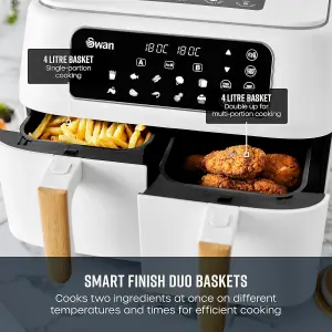 Swan White SD10410WHT Nordic Duo 13-in-1 Air Fryer with Dual Non-Stick Baskets