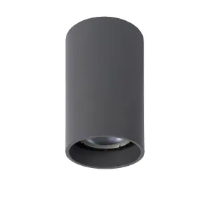 Lucide Delto Modern Surface Mounted Ceiling Spotlight 5.5cm- LED Dim to warm - GU10 - 1x5W 2200K/3000K - Grey