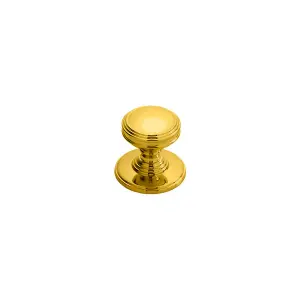 4x Ringed Tiered Cupboard Door Knob 25mm Diameter Polished Brass Cabinet Handle