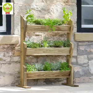 Zest 3 Tier Vertical Herb Stand Wooden Planter Garden Layered Planter