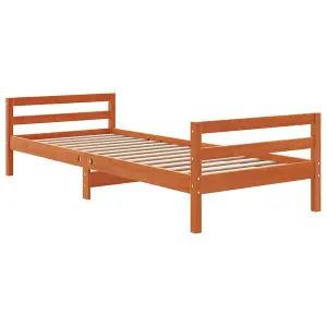 Berkfield Bed Frame Wax Brown 90x200 cm Solid Wood Pine