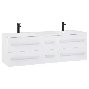 Bathroom Wall Mounted Cabinet with Basin White MADRID