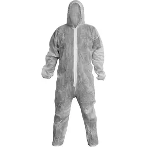 Large White Disposable Coverall with Elasticated Hood and Cuffs for Maximum Protection