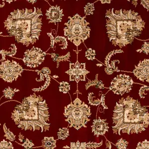 Gold Red Classical Oriental Floral Area Rug 80cm x 150cm