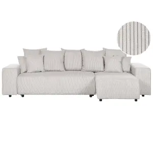 Corner Sofa LUSPA Light Beige Corduroy Left Hand