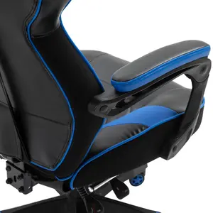 Vinsetto Gaming Chair Ergonomic Reclining Manual Footrest Wheels Stylish Blue