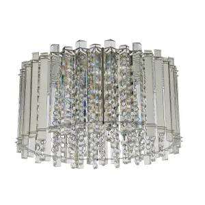 Anson Lighting Artesia 4lt Flush light finished in Clear crystal and chrome plate