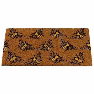 Large Natural Coir Door Mat Bumblebee Bee Non Slip Indoor Outdoor Home Garden