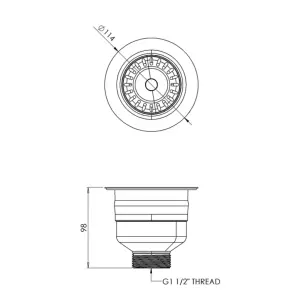 Liquida TF528CH TOP-FIX  90mm Chrome Basket Strainer Kitchen Sink Waste