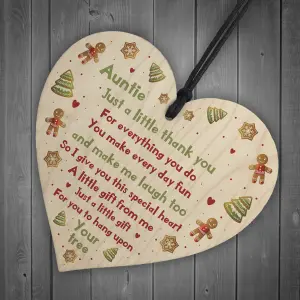 Handmade Auntie Gift Wooden Heart Thank You Plaque Gift From Niece Nephew