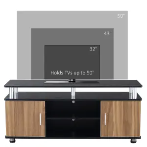 HOMCOM TV Cabinet Stand Entertainment Center Media Console Storage Black, Walnut