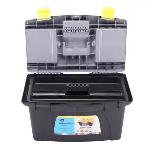 T22 Lockable Mobile Plastic Tool Chest Storage Box Organiser with Removable Tray