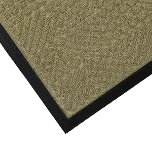 JVL Firth Tile Rubber Door Mat, 40x70cm, Beige