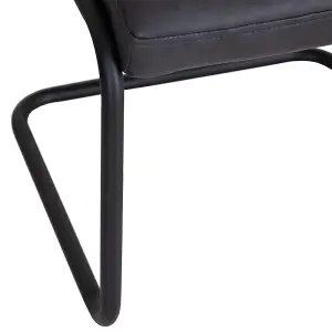 Hommoo Industrial Style Pu Leather Padded Seat Dining Chair Dark Grey (Set Of - 2)