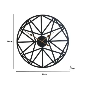 Melody Maison Large Black Geometric wall clock 80cm x 80cm