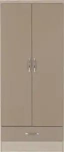 Nevada 2 Door 1 Drawer Wardrobe in Oyster Light Oak Effect