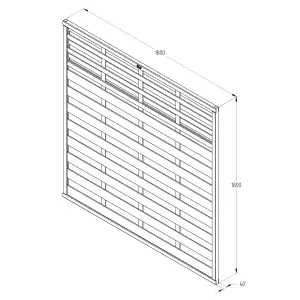 Forest Garden Contemporary Slatted Pressure treated Wooden Fence panel (W)1.8m (H)1.8m, Pack of 5