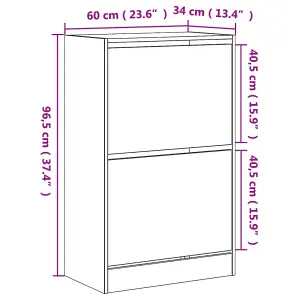 Shoe Cabinet Grey Sonoma 60x34x96.5 cm Engineered Wood