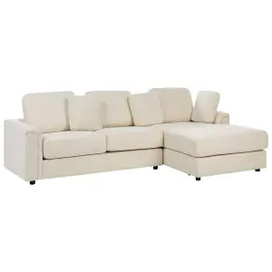 Left-Hand Corner Sofa with Ottoman KOHLO Light Beige Fabric Left Hand