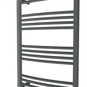 Rinse Curved Bathroom Heated Towel Rail Warmer Radiator Central Heating Anthracite - 1000x600mm