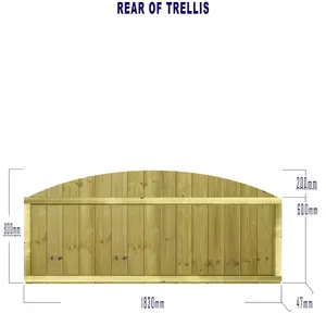 Dome Top Tongue & Groove Fence Panel (Pack of 5) Width: 6ft x Height: 2ft Vertical Interlocking Planks Fully Framed