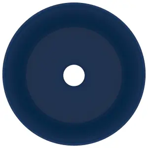 Berkfield Luxury Wash Basin Round Matt Dark Blue 40x15 cm Ceramic