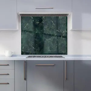 Deep Green Quartz Effect Premium Glass Kitchen Splashback W700mm x H750mm