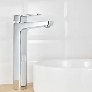 GoodHome Teesta Tall Square Sink or worktop Mono mixer Tap