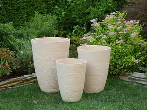 Set of 2 Plant Pots 35 x 35 x 50 cm Beige CAMIA