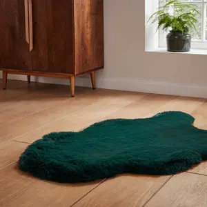 Super Teddy Sheepskin  Jewel Green Plain Shaggy Rug by Think Rugs-60cm X 180cm (Double)