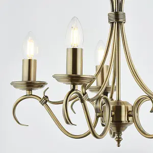 Luminosa Bernice 5 Light Multi Arm Ceiling Pendant Antique Brass, E14