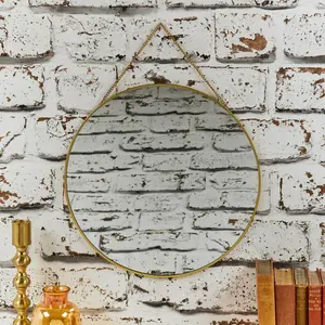 Gold 30Cm Gold Or Black Round Hanging Wall Mirror Hallway Bathroom Bedroom Home Decor Gold