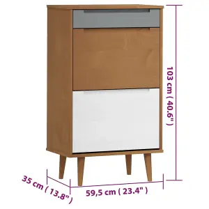 Shoe Cabinet MOLDE Brown 59,5x35x103 cm Solid Wood Pine