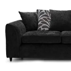 Zina Black Chenille Fabric 3 + 2 Seater Sofa Suite