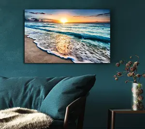 Sunset Ocean Movement Canvas Print Wall Art - Medium 20 x 32 Inches