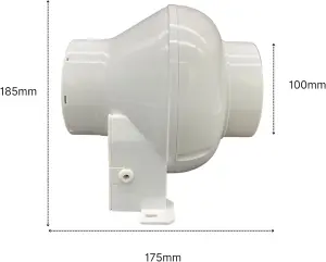 AirTech-UK Complete Bathroom Ventilation Kit - 4" 100mm Inline Centrifugal Fan with Timer, Energy-Saving LED Light