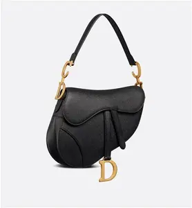 DIOR Saddle Bag With Strap Black Grained - Women